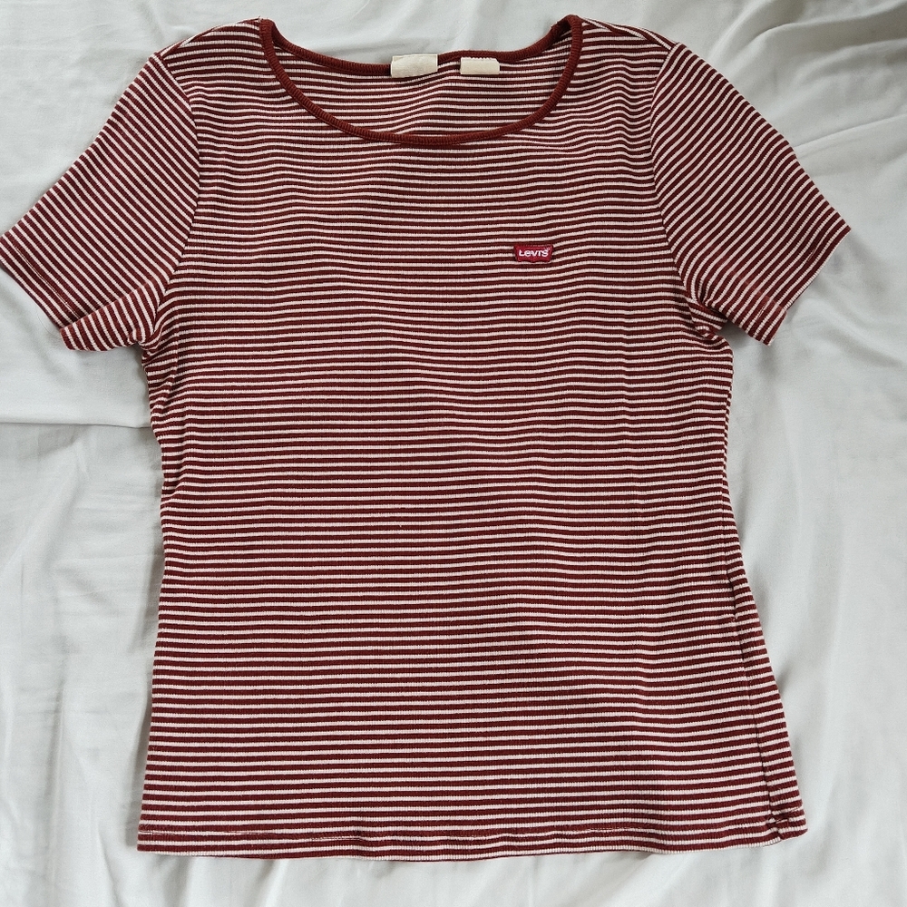 Levi's Red & White Striped Crewneck Tee